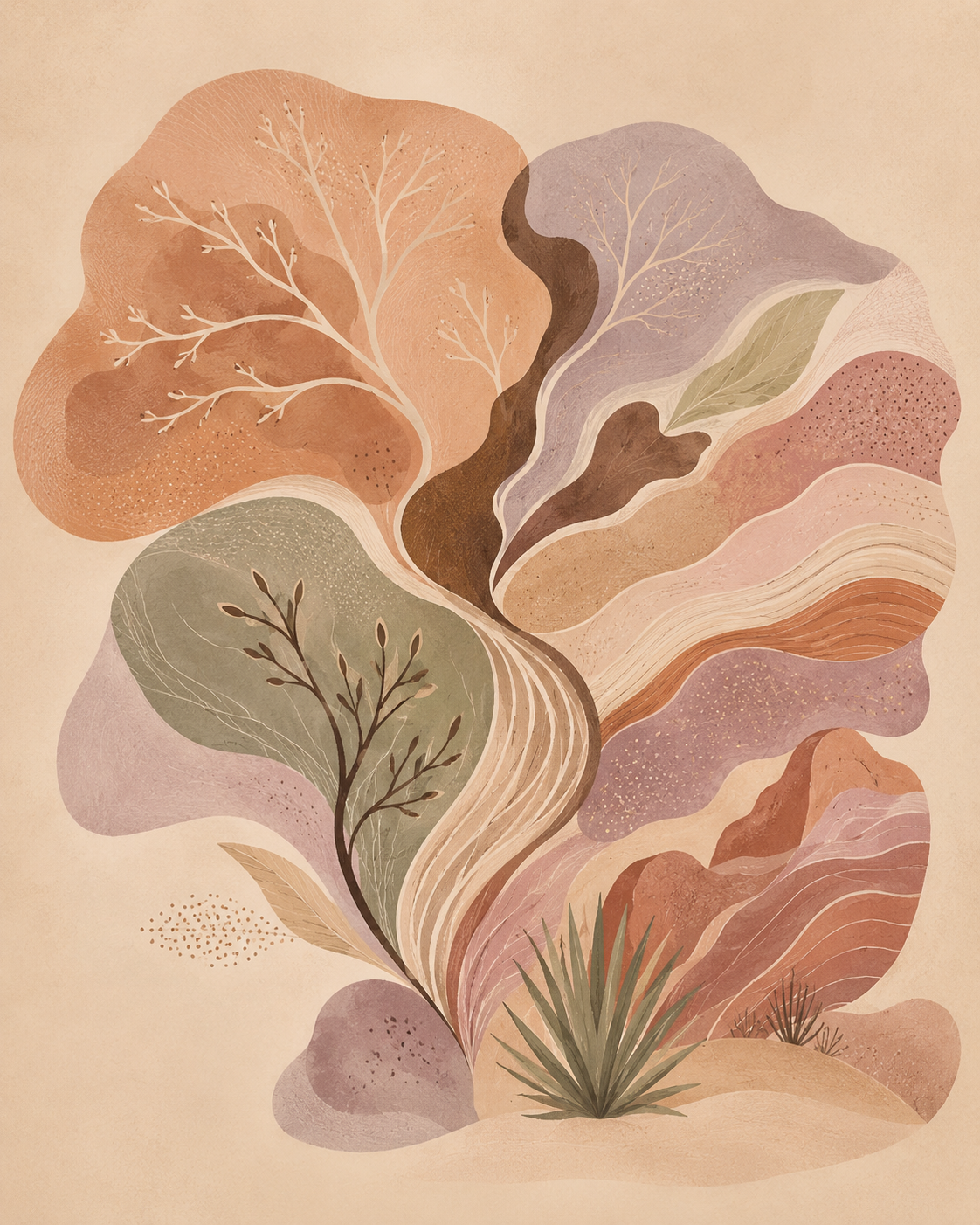 Abstract botanical and mind-inspired artwork